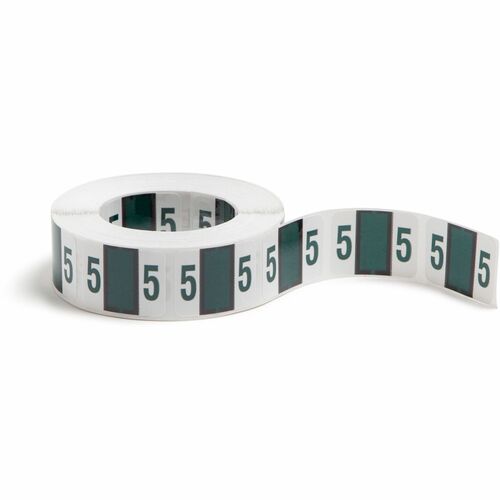 Smead  Numeric Coded Labels, "5", 1-1/4"x1", 500/RL, Dark Green