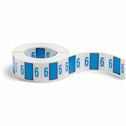 Smead  Numeric Coded Labels, "6", 1-1/4"x1", 500/RL, Blue