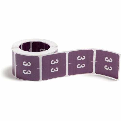 Smead  Numeric Labels, "3", 1-1/2"x1-1/2", 250/RL, Purple