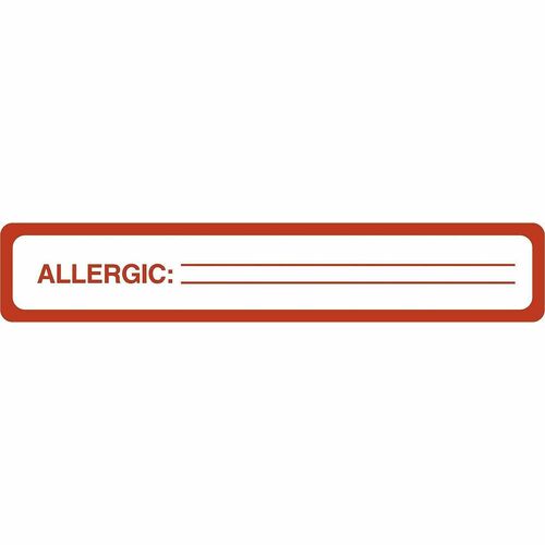 Tabbies  Allergy Label, 5-1/2"x1", 175/Roll, Red