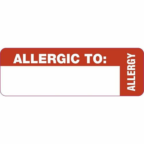 Tabbies  "Allergic To" Wrap Label, 3"x1", 500/RL, Red