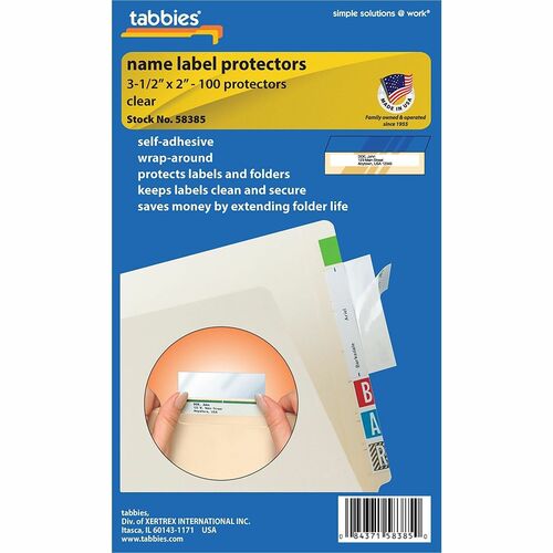 Tabbies  Self Adhesive Label/File Protectors,3-1/2"x2",100/PK,CL