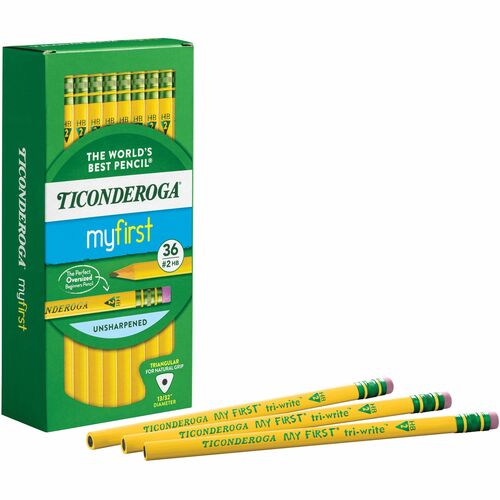 Dixon Ticonderoga Company  Pencil,No 2,Triangular Shape,Beginner W/Eraser,36/BX