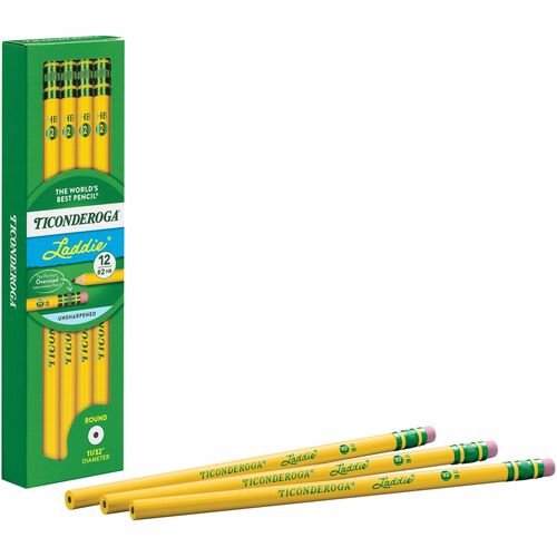Dixon Ticonderoga Company  Laddie Pencil, No. 2 Soft, With Eraser, Yellow