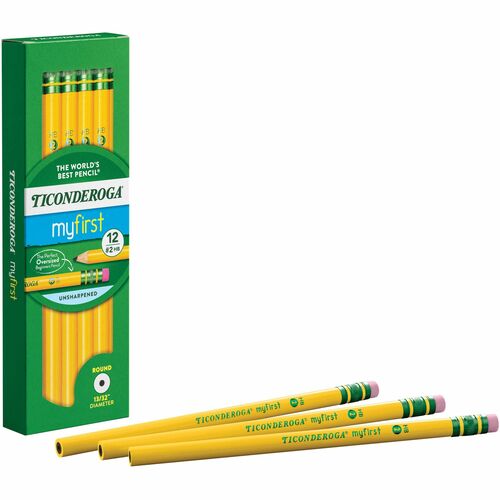 Dixon Ticonderoga Company  Beginner's Pencil, No. 2 Soft, Round, W/Eraser, Yellow
