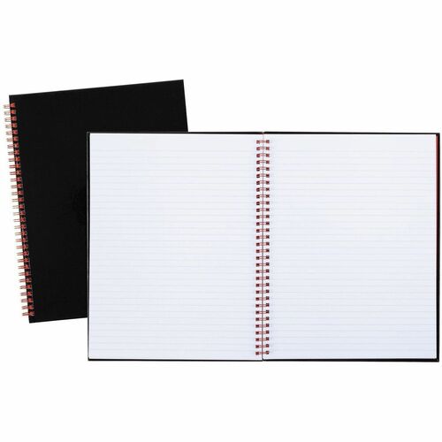Black N' Red/John Dickinson  Twin Wire Notebook, Ruled/Perforated, 11"x8", Black/Red