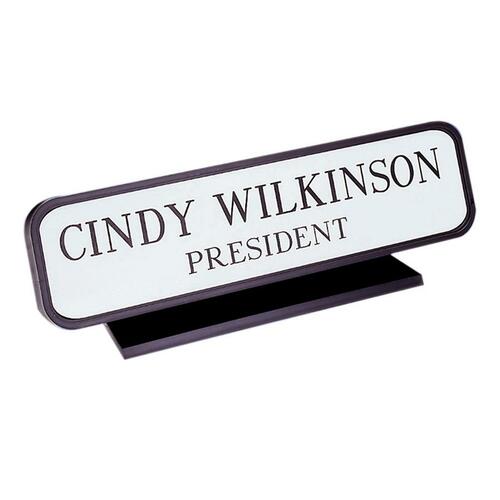 Shachihata Inc  Designer Desk Sign, 2"x8", Black Frame