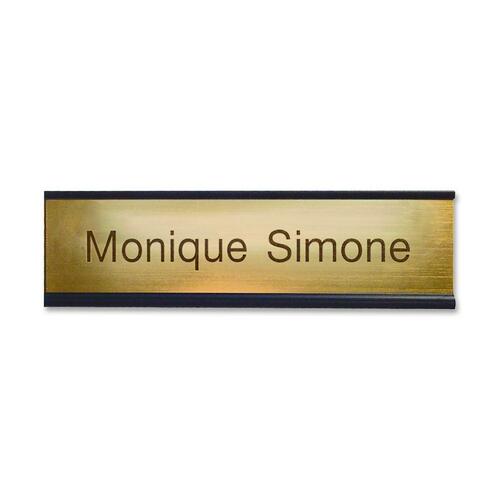 Shachihata Inc  Standard Aluminum Desk Sign, 2"x8", Black