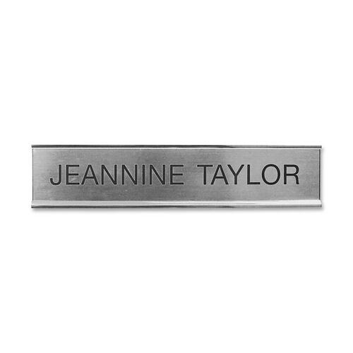Shachihata Inc  Standard Aluminum Desk Sign, 2"x10", Silver