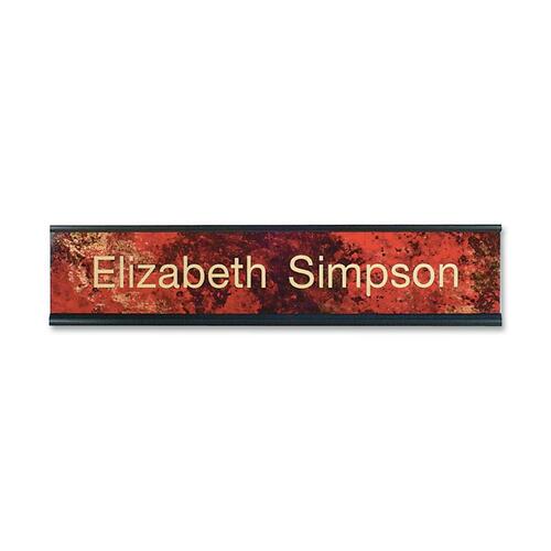 Shachihata Inc  Standard Aluminum Desk Sign, 2"x10", Black