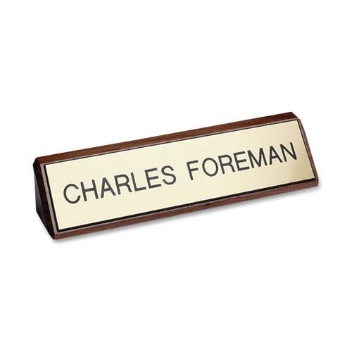Shachihata Inc  Nameplate,Customizable,Plastic,Wood Backing,2"x8",Woodgrain
