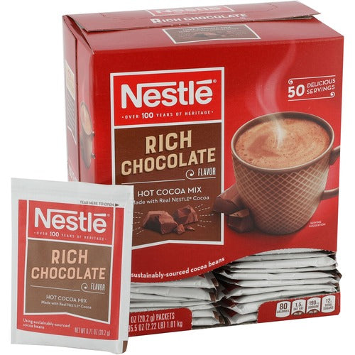 Nestle USA  Hot Chocolate Mix, Rich Chocolate, 0.71oz, Packets, 50/BX