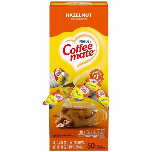 Nestle USA  Liquid Creamers, Hazelnut, 0.38oz Singles, 50/BX