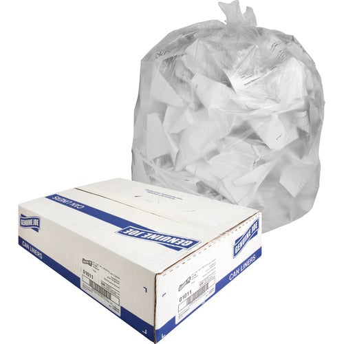 Genuine Joe  Can Liners, 16 Gallon, 0.6 mil, 24"x33", 500/CT, Clear-GJO01011