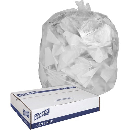Genuine Joe  Can Liners, 30 Gallon, 0.6 mil, 30"x36", 250/CT, Clear-GJO01012