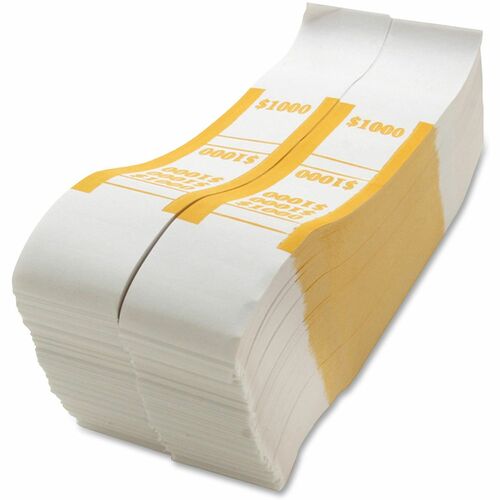 Sparco  Bill Strap,f/$10 Bills,$1000 Capacity,1000/PK,White/Yellow