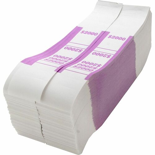 Sparco  Bill Strap,f/$20 Bills,$2000 Capacity,1000/PK,White/Violet