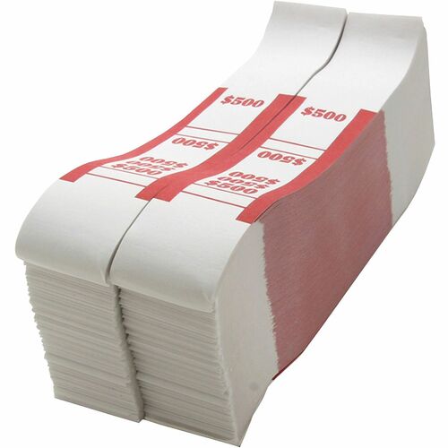 Sparco  Bill Strap,f/$5 Bills,$500 Capacity,1000/PK,White/Red