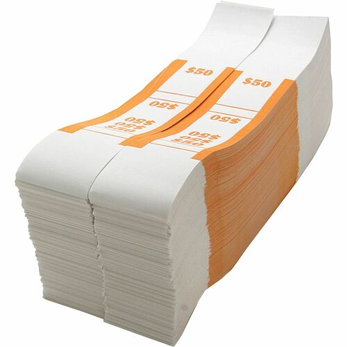 Sparco  Bill Strap,f/$1 Bills,$50 Capacity,1000/PK,White/Orange