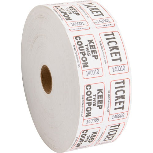 Sparco  Ticket Roll, Double w/Coupon, 2000/RL, White