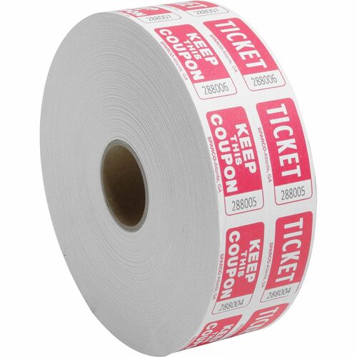 Sparco  Ticket Roll, Double w/Coupon, 2000/RL, Red