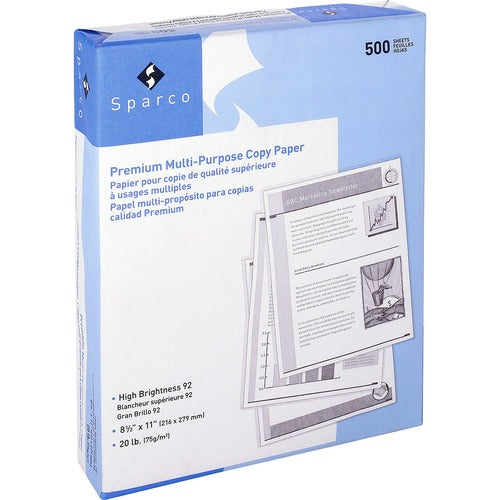 Sparco  Copy Paper, 92 GE, 20 Lb, 8-1/2"x11", 500SH/RM, 10/CT, WE