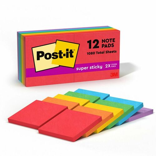 3M  Super Sticky Pads,90 Shts/PD,3"x3", 12/PK, Marrakesh