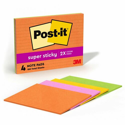 3M  Super Sticky Notes,Lined,8"x6",45Sht/PD,4/PK,Riodejaneiro