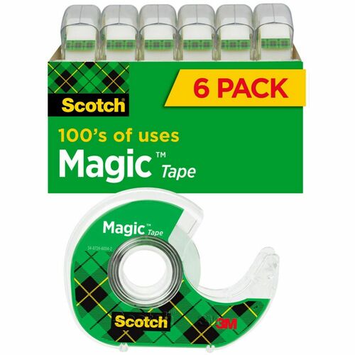 3M  Magic Tape, w/ Dispenser, 3/4"x650", 6/PK