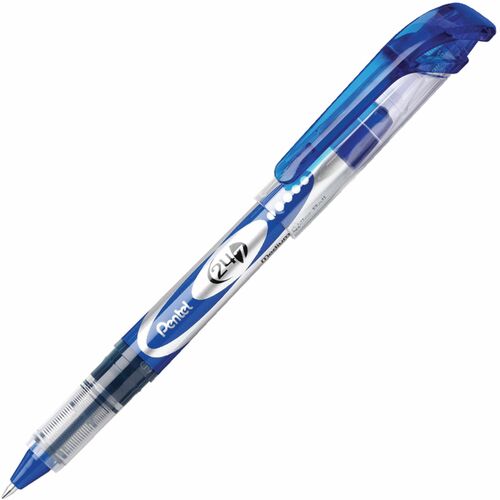 Pentel  Rollerball Pens, Metal Tip, 0.7mm, 1 DZ, Blue Ink/Barrel