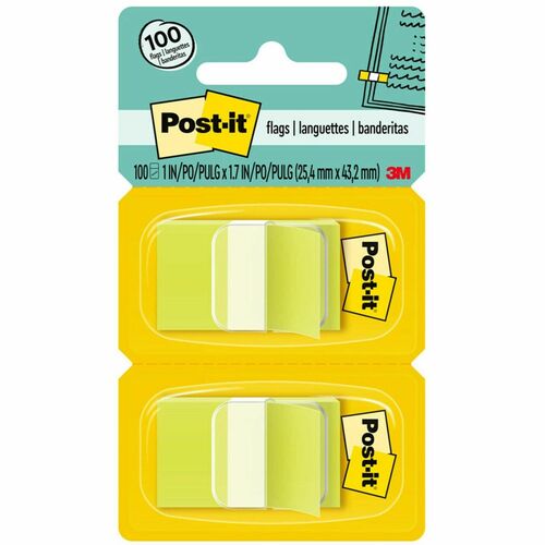 3M  Post-it Flags, 1"x1-3/4", 100/PK, Bright Green