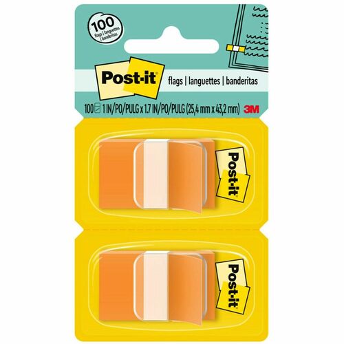 3M  Post-it Flags, 1"x1-3/4", 100/PK, Orange