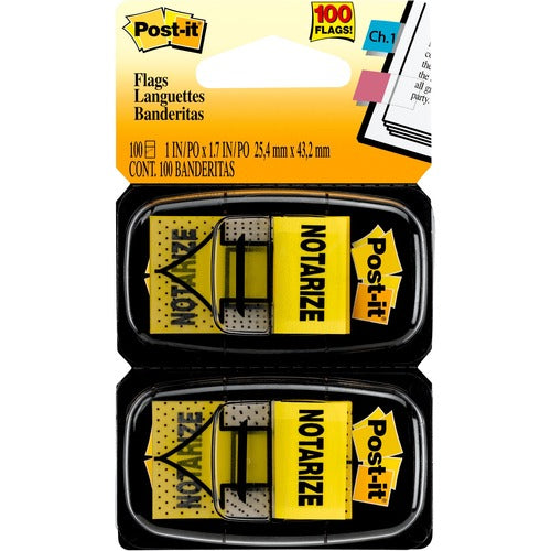 3M  "Notarize" Message Flags, 1"x1-3/4", 100/PK, Yellow