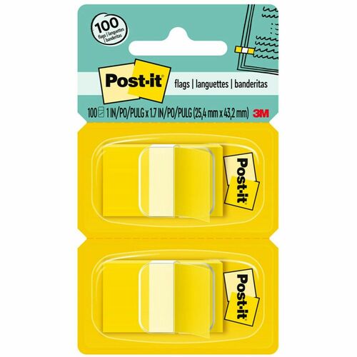 3M  Post-it Flags, 1"x1-3/4", 100/PK, Yellow