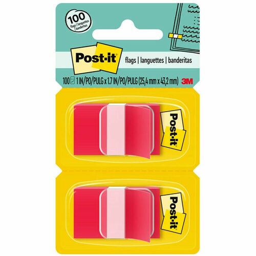 3M  Post-it Flags, 1"x1-3/4", 100/PK, Red