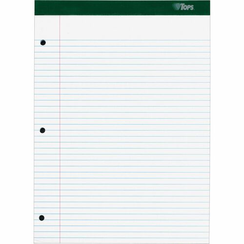 Tops  Legal Pad,80pt,Perforated,8-1/2"x11-3/4",College Rld,White