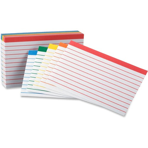 Oxford  Index Cards,Ruled,3"x5",100/PK,Blue/Green/Yellow/Orange/Red