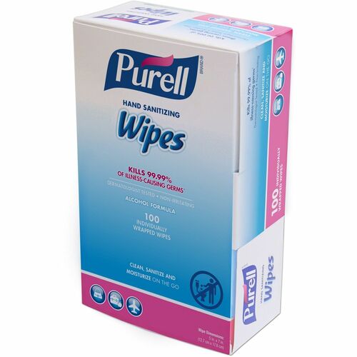 Gojo  Hand Wipes, Sanitizing, Individually Wrapped, 5"x7", 100/BX-GOJ902210