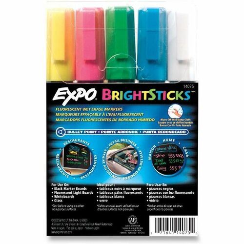 Newell Brands  Fluorescent Markers, 5Color/ST, Bullet Tip, PK/BE/WE/YW/GN