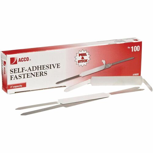 ACCO  Self-Adhesive Fastener,2-3/4" C-C Prongs,2" Cap,100/BX, SR