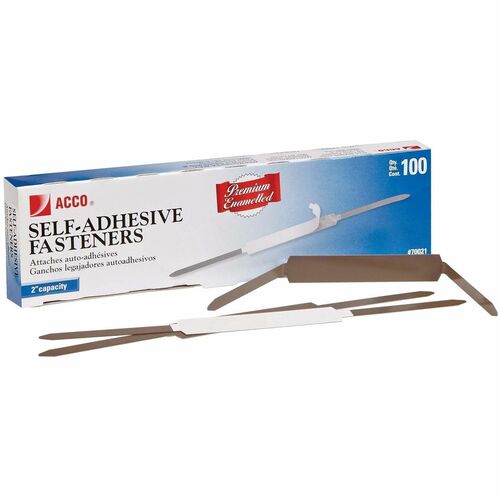 ACCO  Self Adhesive Fasteners,2-3/4"C-C,2" Capacity,100/BX,Silver