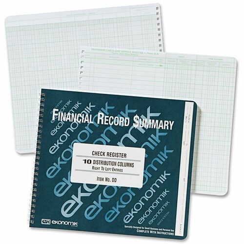 Ekonomik  Check Register,10 Col.,8-3/4"x10",Green Ink/WE Paper-EKODD