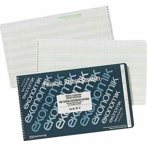 Ekonomik  Check Registry,18 Expense Colm. on Right,Gn Ink/White Paper-EKORL17