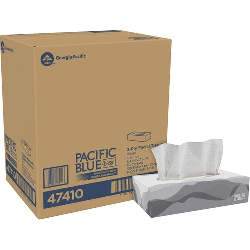 Georgia-Pacific  Facial Tissue, 2-Ply, 100/BX, 30BX/CT, White-GPC47410