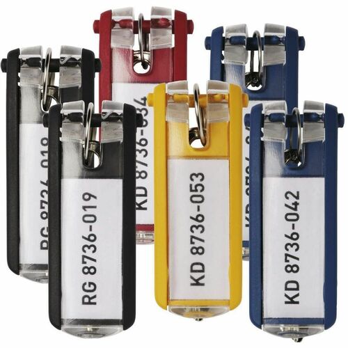 Durable Office Products  Key Tags, w/Blank Label Inserts,6/PK, Black