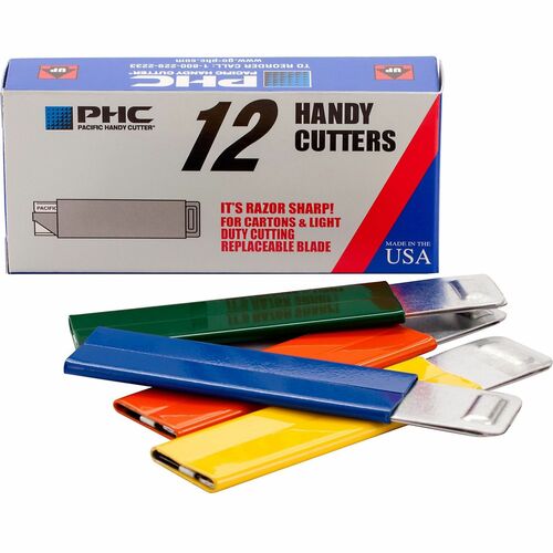Pacific Handy Cutter  Handy Box Cutter, Tap Open/Tap Close, 12/BX, Assorted