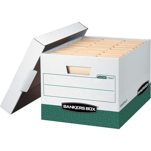 Fellowes  Storage File, Letter/Legal,12"x15"x10", 12/CT, White/Green-FEL07241