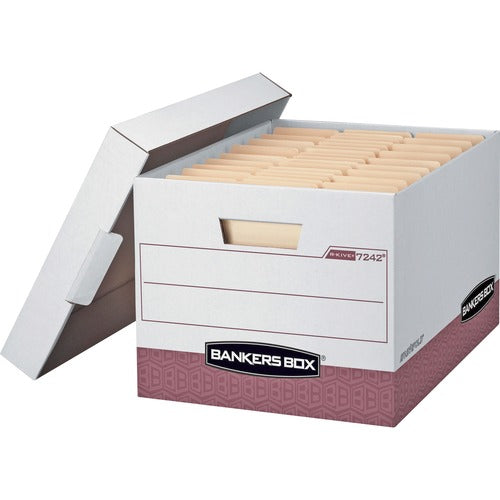Fellowes  Storage File, Letter/Legal,12"x15"x10", 12/CT, White/Red-FEL07242