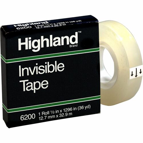 3M  Invisible Tape, 1" Core, 1/2"x1296", Clear