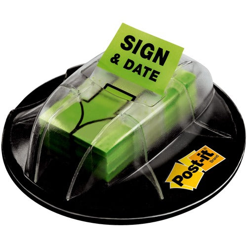 3M  Flags w/Dispenser,"Sign/Date",1"x1-3/4",200 Flags/PK,Green